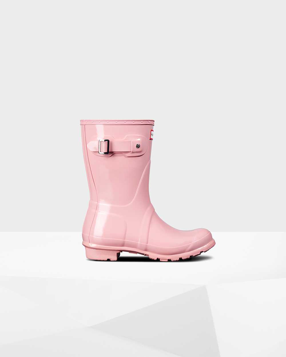 Womens Hunter Original Short Gloss Mid-Calf Rain Boots Pink | HKVJBW-756